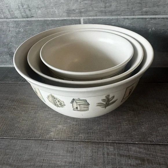 Vintage Pfaltzgraff Naturewood nesting bowl 9.5X5” / 8X4” / 6.75X3.5” set of 3